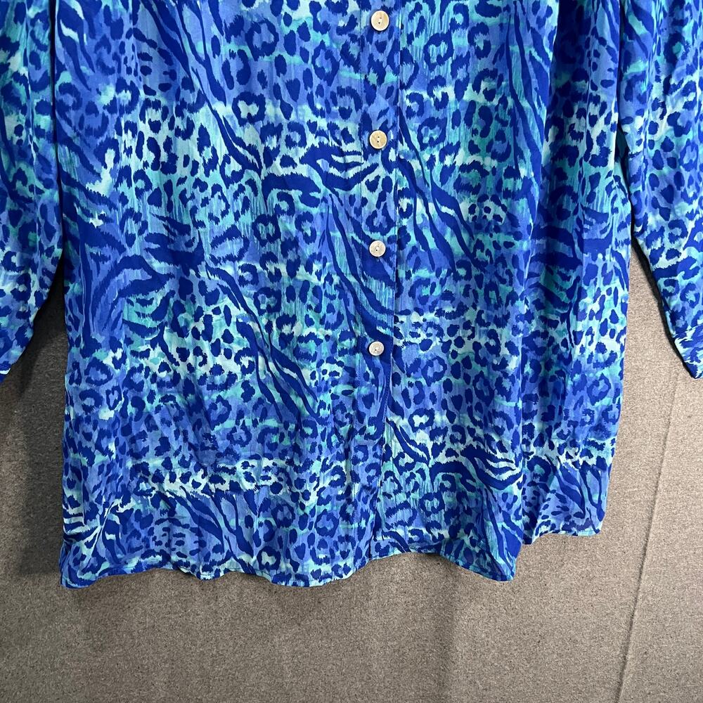 Belle Beach by Kim Gravel Button Front Cover-Up St. Tropez Animal, Large - Picture 5 of 12